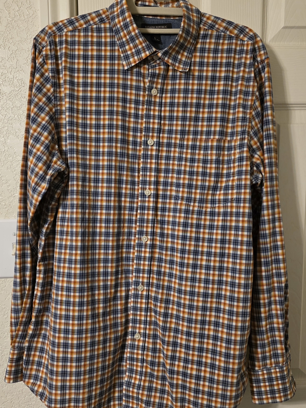 Banana Republic Men's Plaid Button-Down Shirt - Blue & Orange